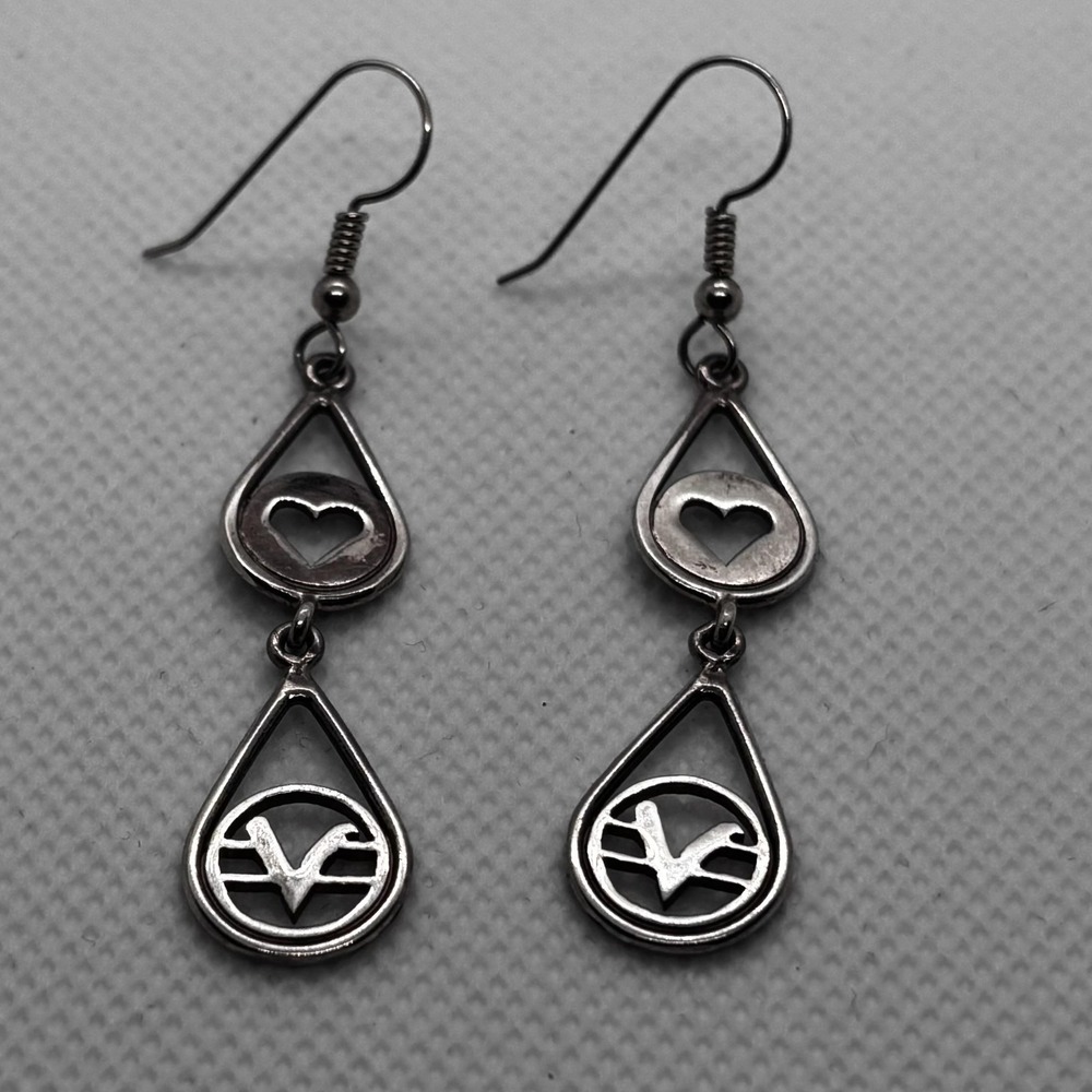Vintage Hunner Earrings 925 Sterling Silver Dangle Drop Hook Signed - Picture 6 of 10